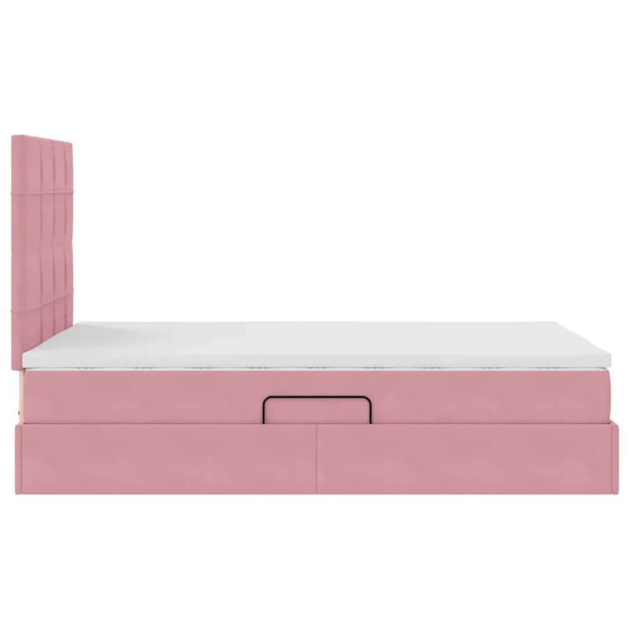 Lit de rangement LED avec matelas Rose 120 x 190 cm Velours - 11