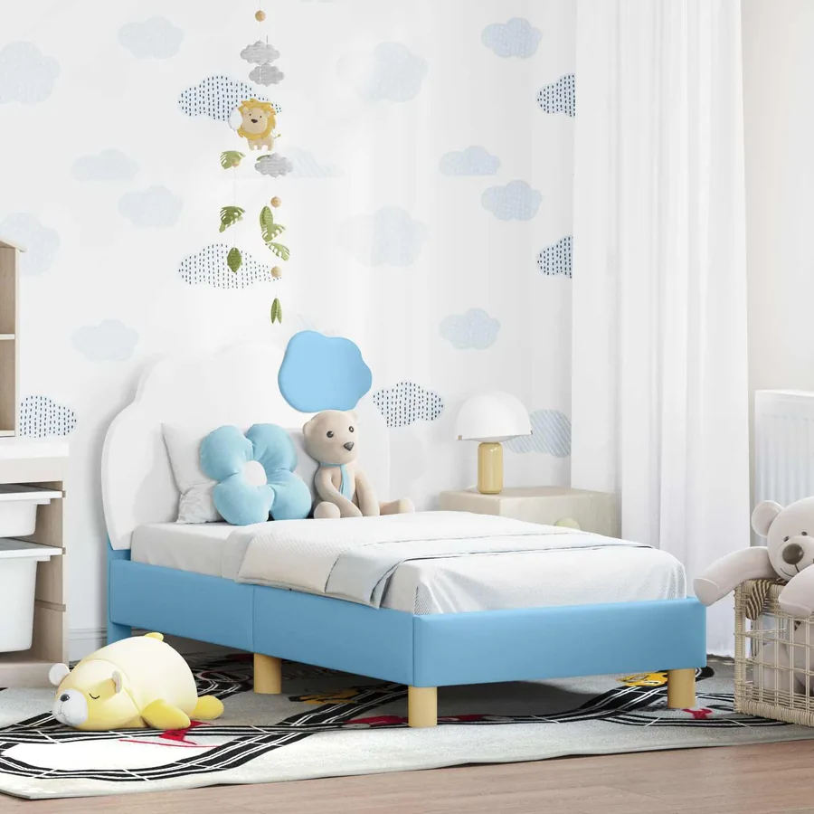 Cadre de lit pour tout-petit avec tête de lit Bleu 70 x 140 cm