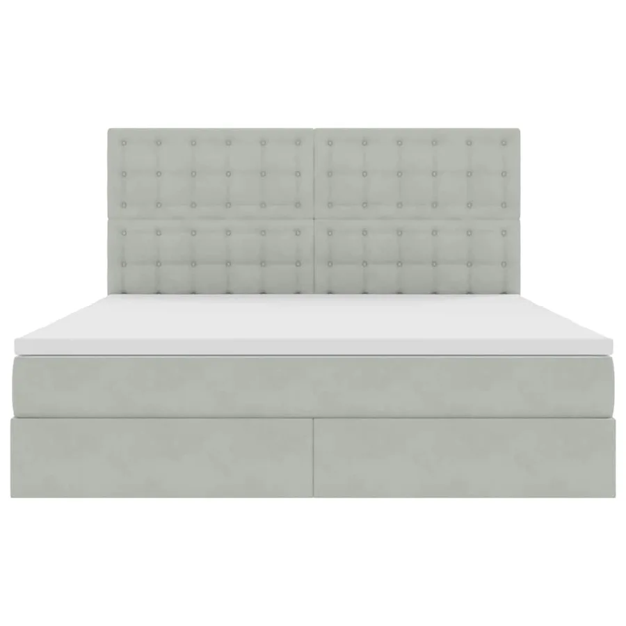 Lit avec rangement et matelas Gris clair 160 x 200 cm Velours - 7