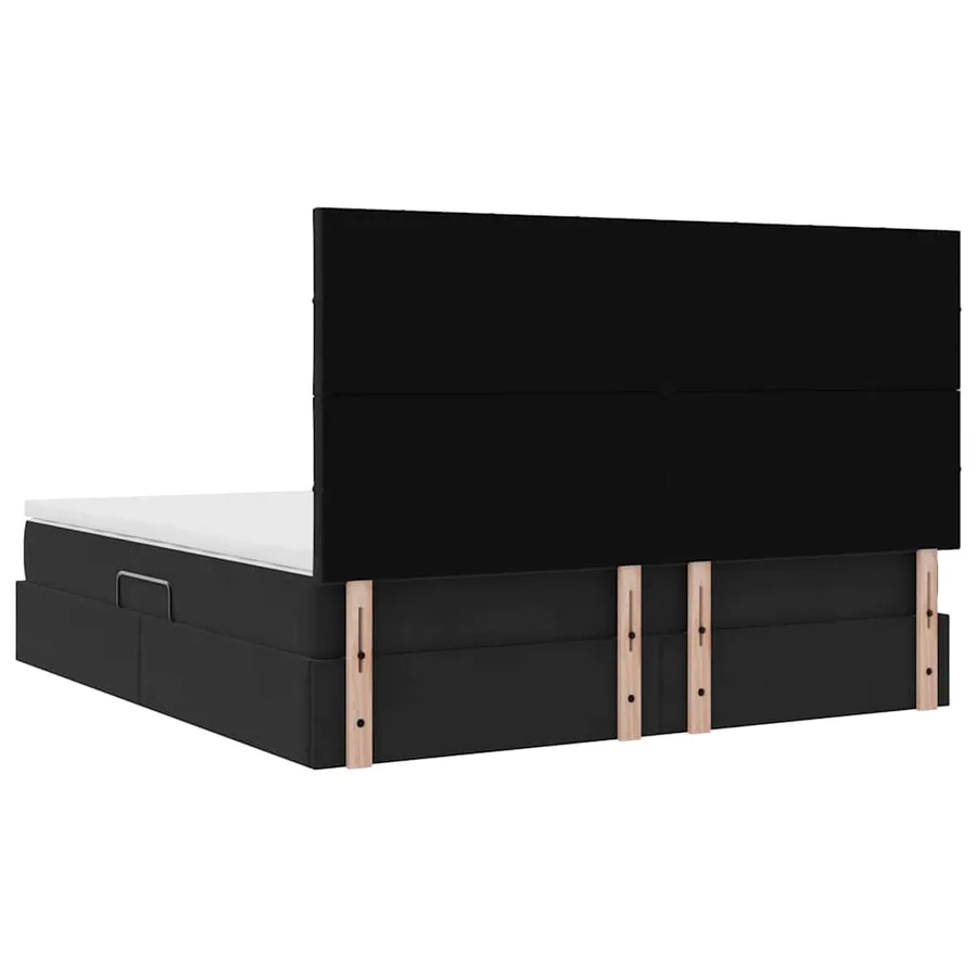 Lit de rangement LED avec matelas Noir 160 x 200 cm Velours - 12
