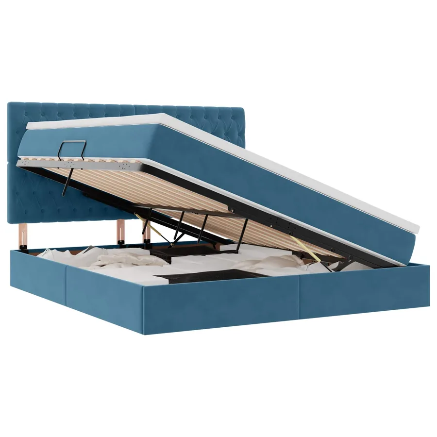 Lit de rangement LED avec matelas Bleu foncé 160 x 200 cm - 2