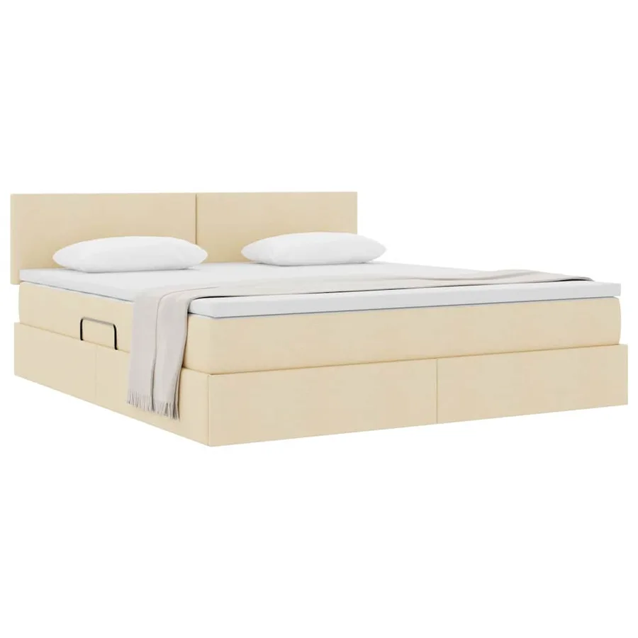 Lit avec rangement et matelas avec matelas Crème 160 x 200 cm - 3