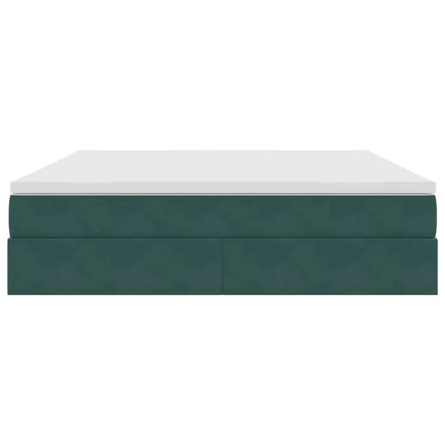Lit avec rangement et matelas Vert foncé 160 x 200 cm Velours - 7