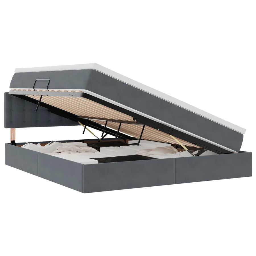 Lit de rangement LED avec matelas Gris foncé 160 x 200 cm - 2