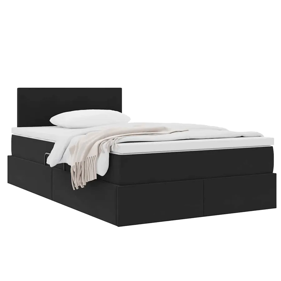 Lit de Rangement avec matelas Noir 120 x 200 cm Velours - 3