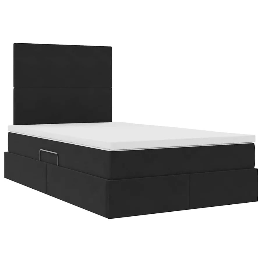Lit de rangement LED avec matelas Noir 120 x 200 cm Velours - 6