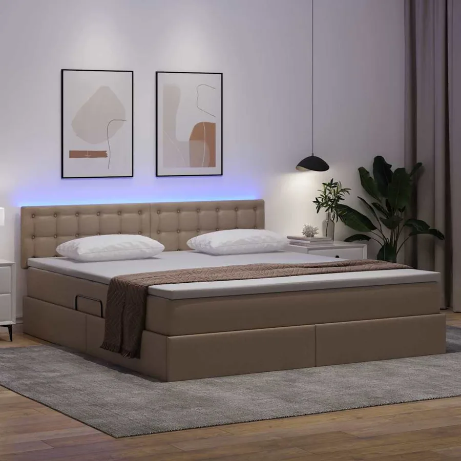 Lit avec rangement et LED avec matelas Cappuccino 160 x 200 cm - 5