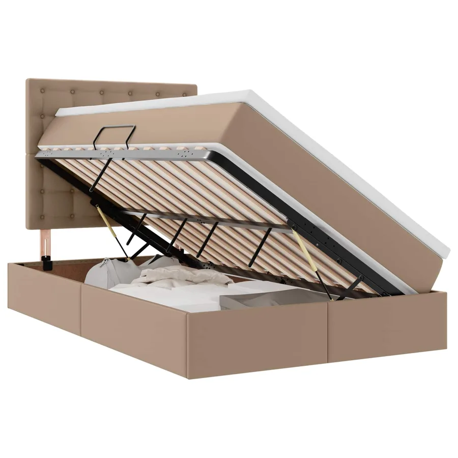 Lit avec rangement et LED Cappuccino 120 x 190 cm Simili cuir - 2