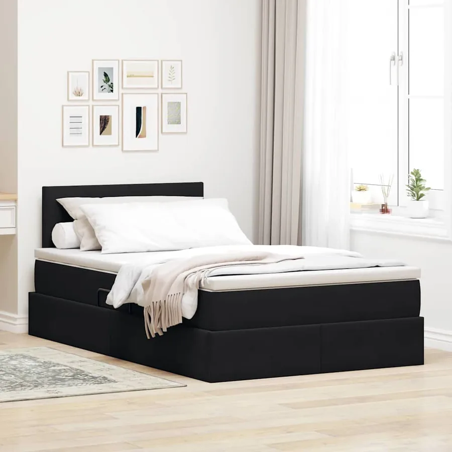 Lit de rangement LED avec matelas Noir 120 x 200 cm Velours