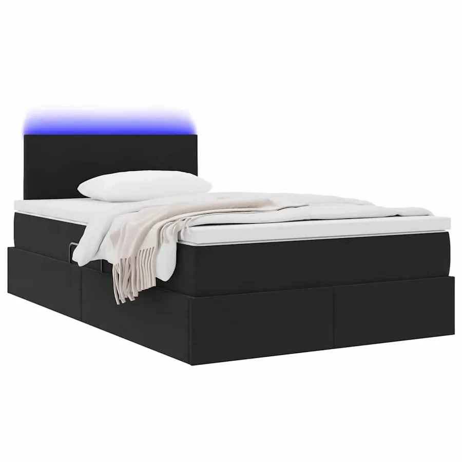 Lit de rangement LED avec matelas Noir 120 x 200 cm Velours - 3