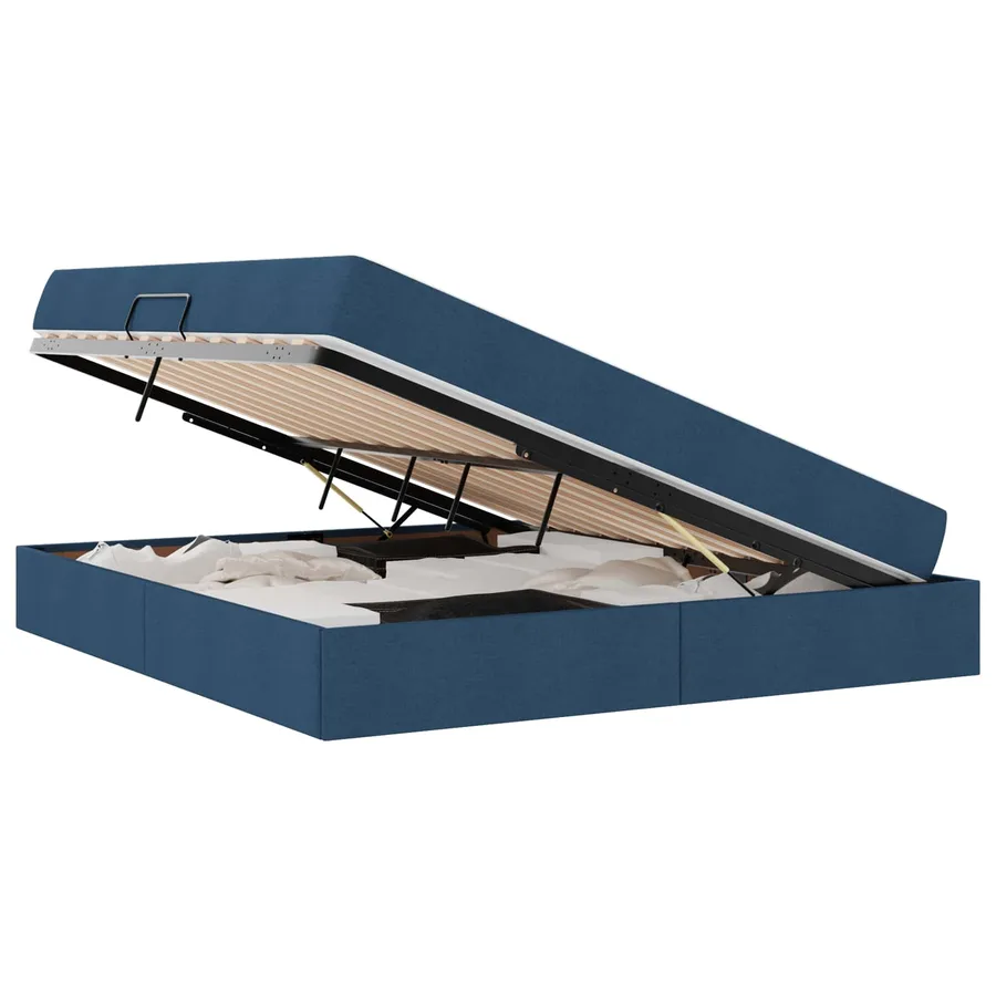 Lit avec rangement et matelas Bleu 160 x 200 cm Polyester - 2