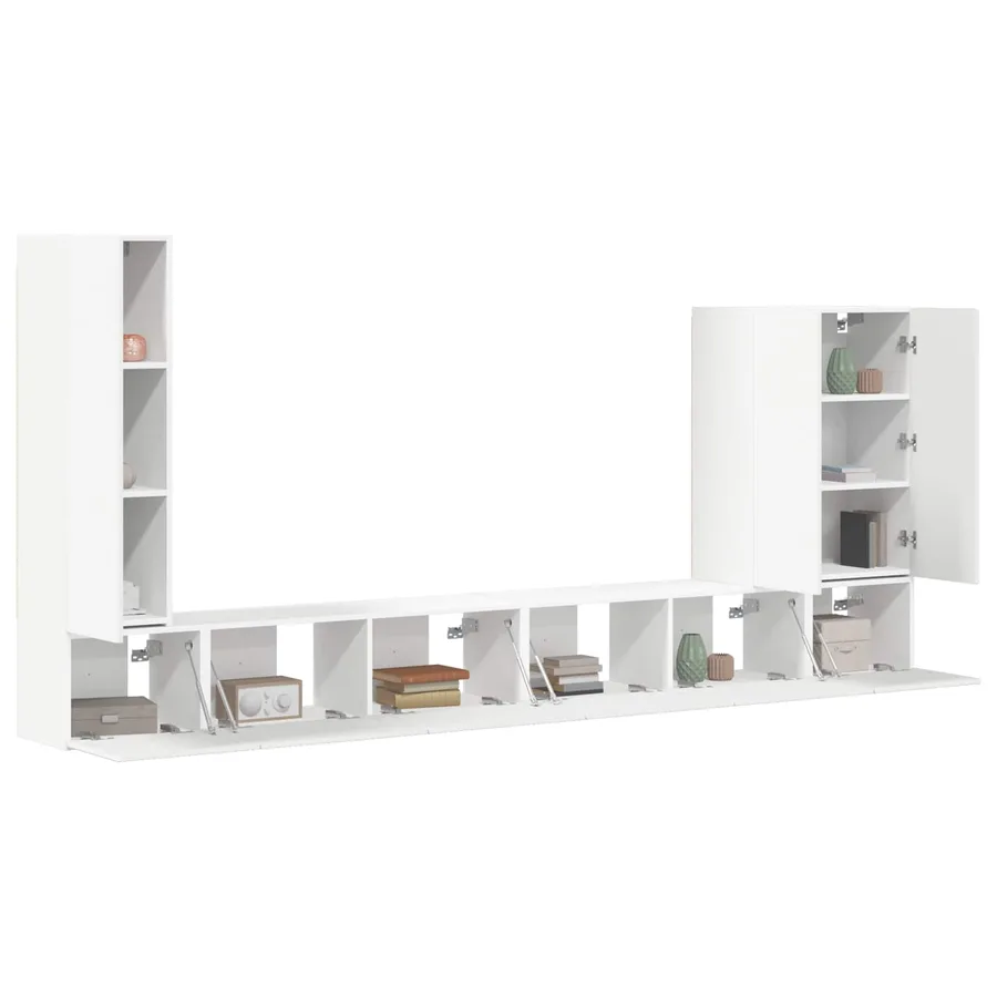 Ensemble de meuble TV mural Montage mural 6 pcs Blanc - 3