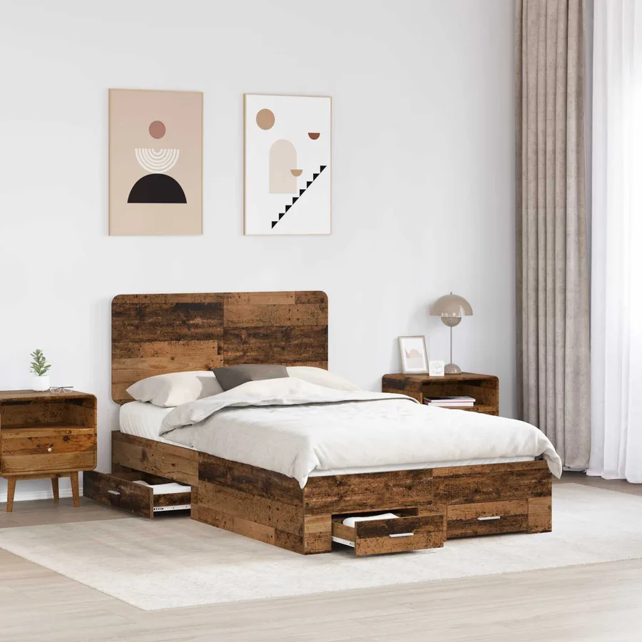 Cadre de lit Bois ancien 120 x 190 cm Bois d'ingénierie - 3