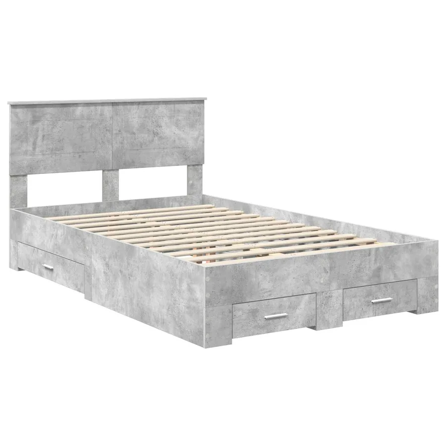 Cadre de lit Gris béton 135 x 190 cm Bois d'ingénierie - 4