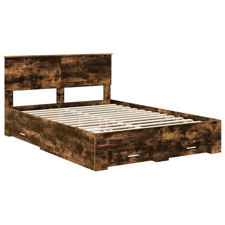 Cadre de lit Chêne fumé 140 x 190 cm Bois d'ingénierie - 4