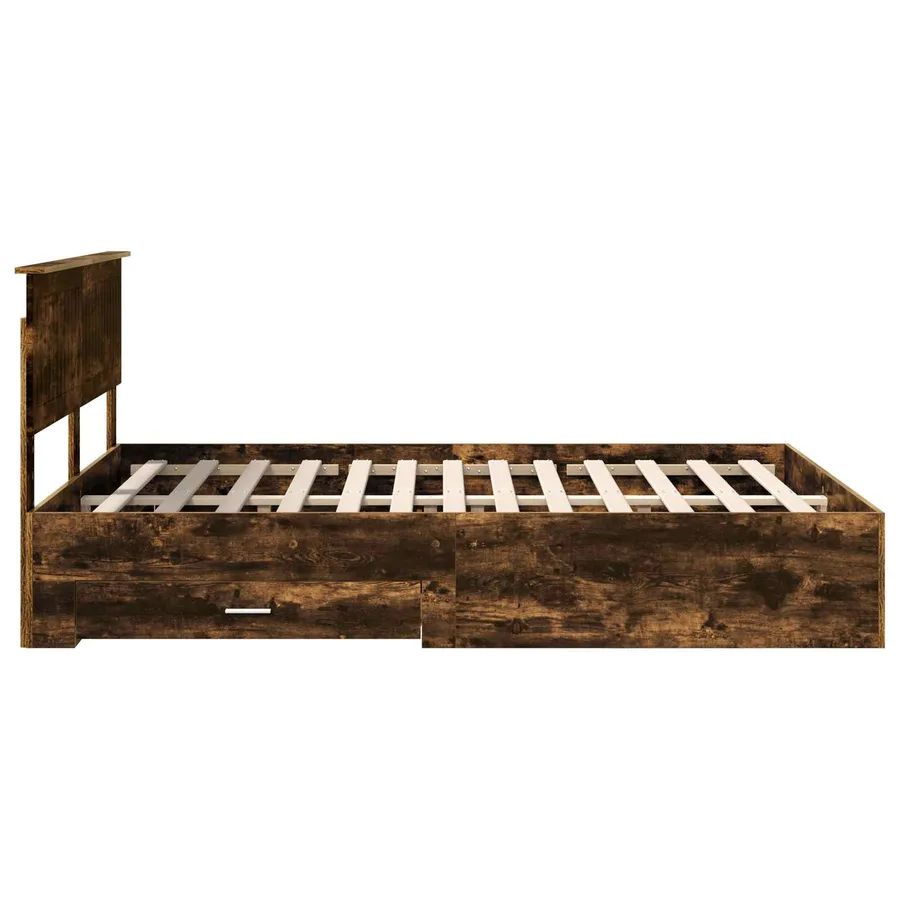 Cadre de lit Chêne fumé 140 x 190 cm Bois d'ingénierie - 9
