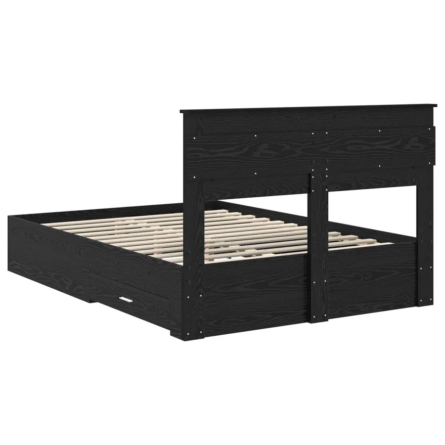 Cadre de lit Chêne noir 140 x 190 cm Bois d'ingénierie - 10