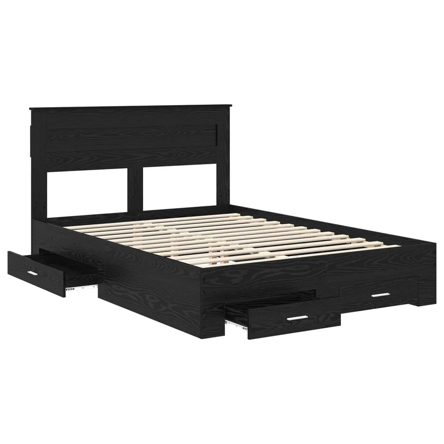 Cadre de lit Chêne noir 140 x 190 cm Bois d'ingénierie - 5