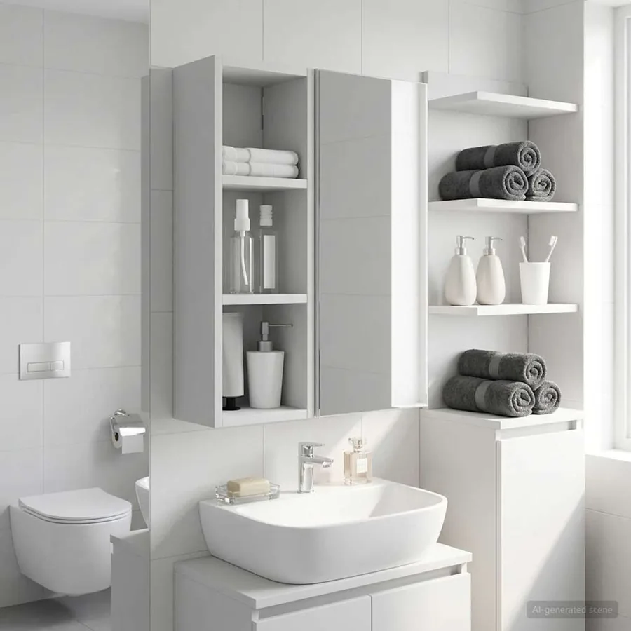 Armoire murale de salle de bain Blanc 20 x 16 x 62,5 cm