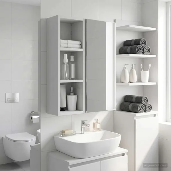 Armoire murale de salle de bain Blanc 20 x 16 x 62,5 cm