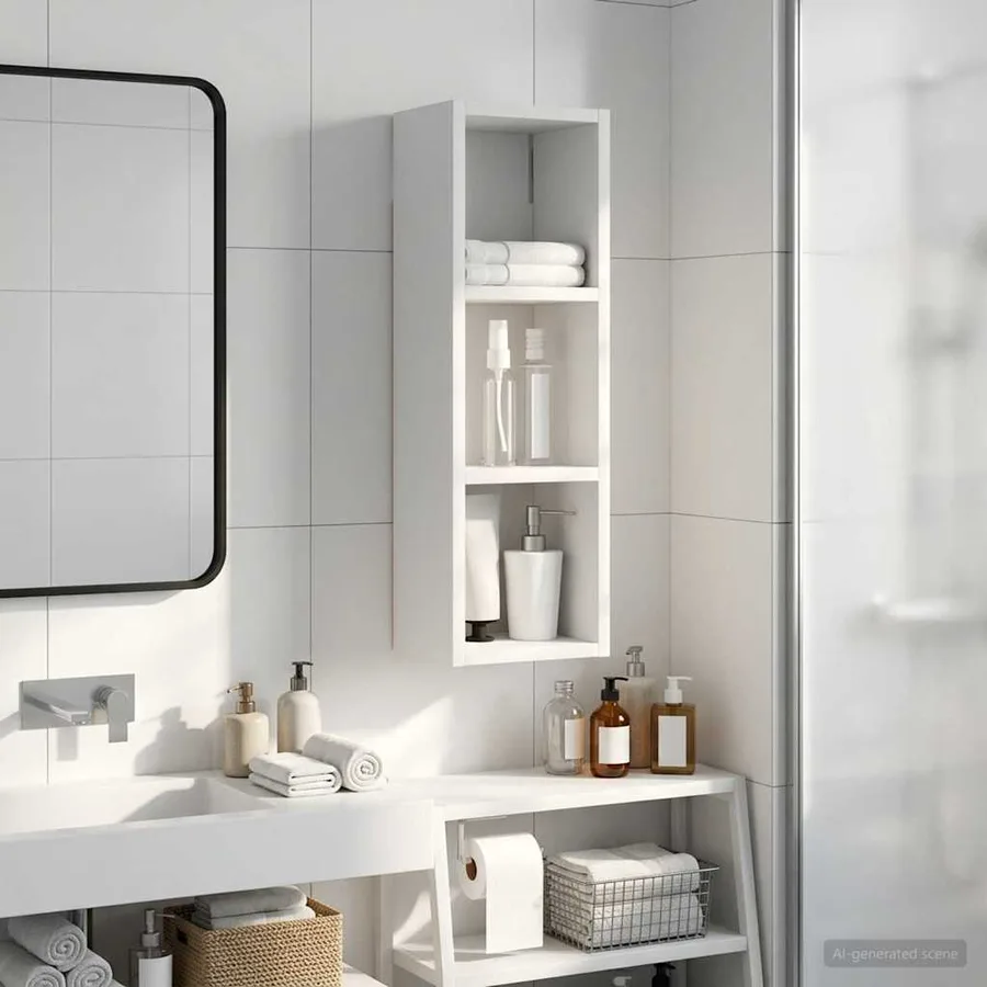 Armoire murale de salle de bain Blanc 20 x 16 x 62,5 cm - 5