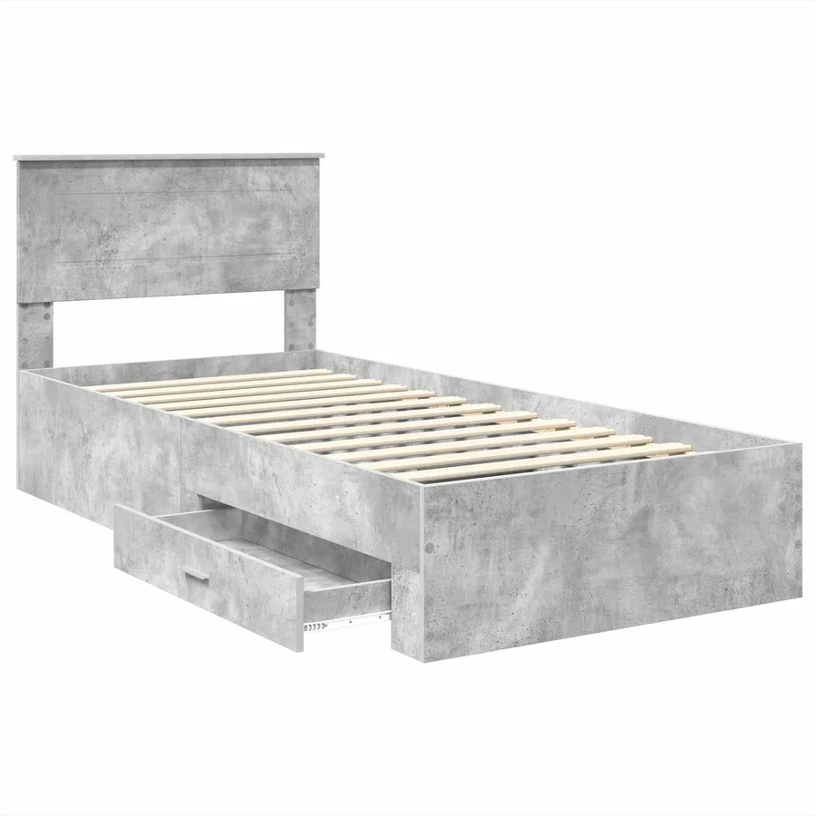 Cadre de lit Gris béton 90 x 190 cm Bois d'ingénierie - 5