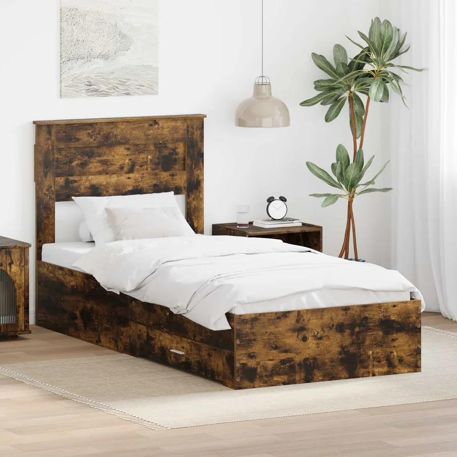 Cadre de lit Chêne fumé 90 x 190 cm Bois d'ingénierie