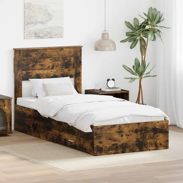 Cadre de lit Chêne fumé 90 x 190 cm Bois d'ingénierie