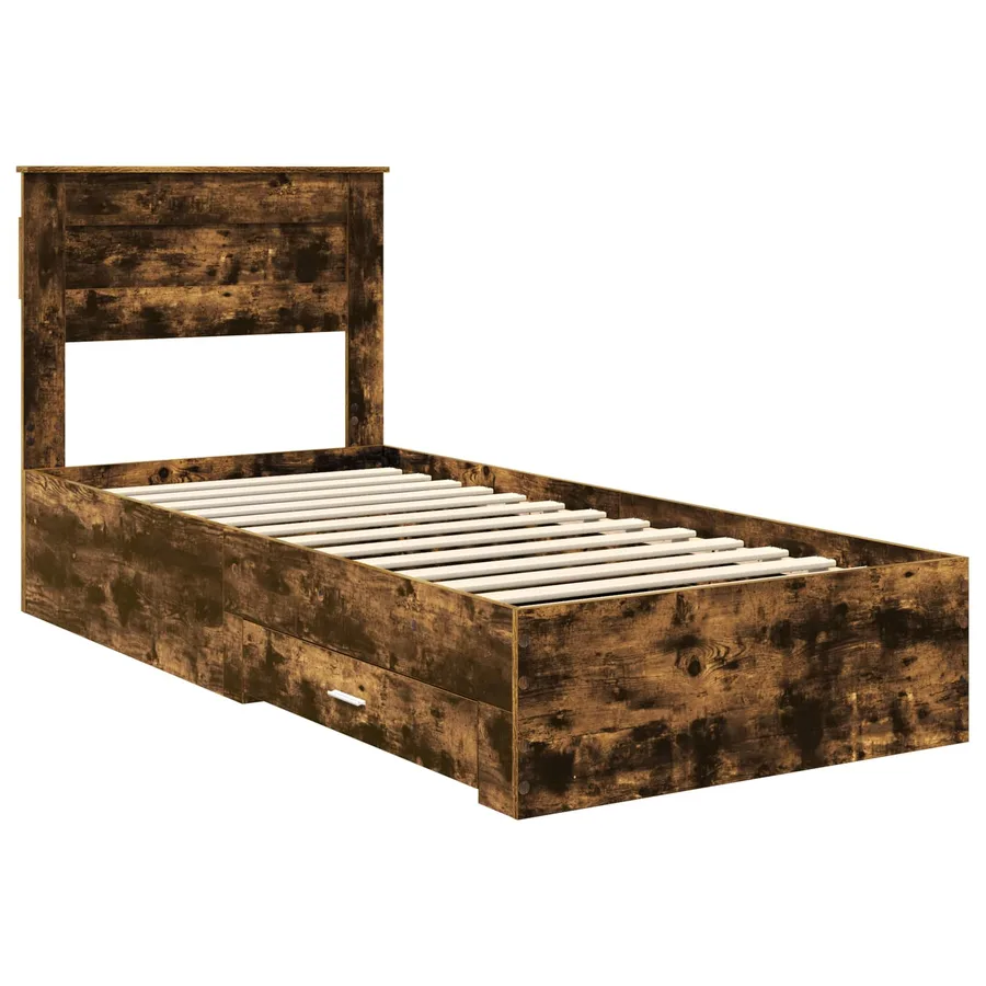 Cadre de lit Chêne fumé 90 x 190 cm Bois d'ingénierie - 4