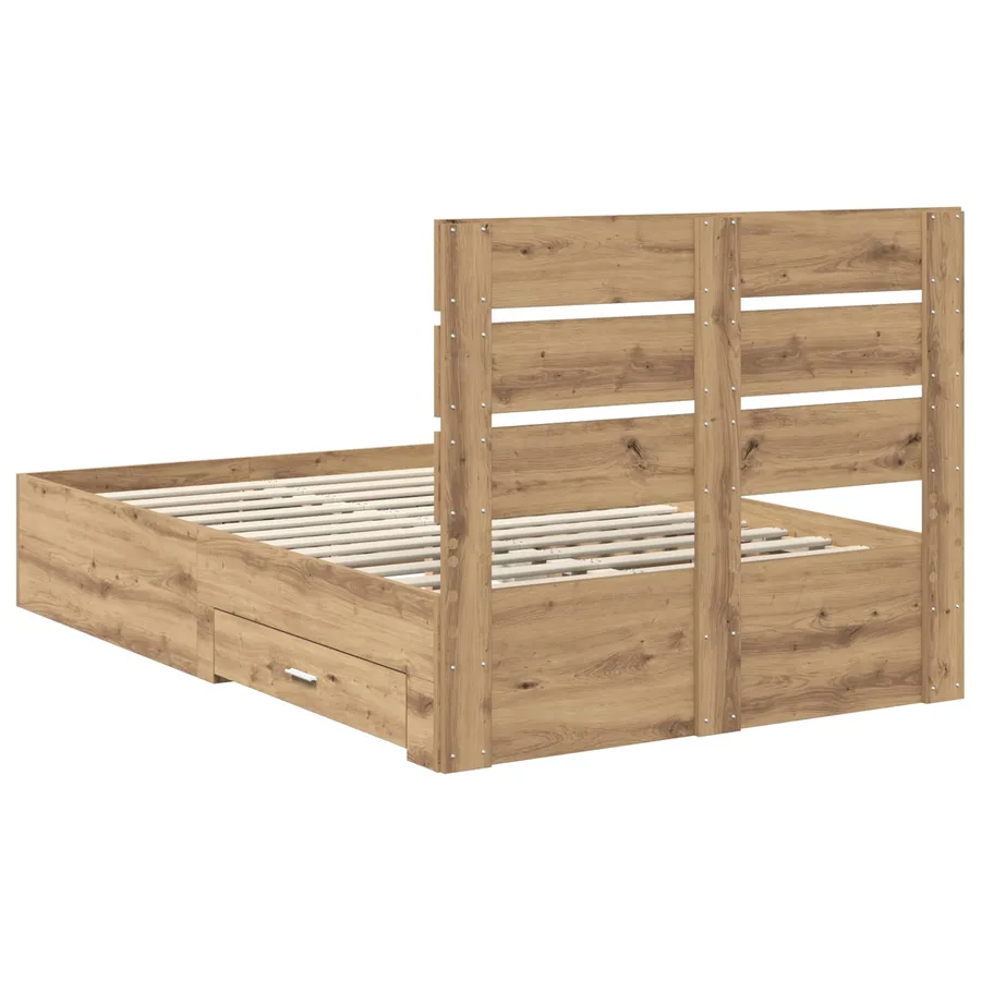Cadre de lit Chêne artisanal 120 x 190 cm Bois d'ingénierie - 10