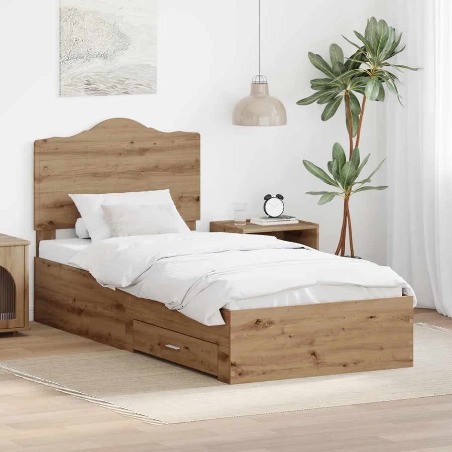 Cadre de lit Chêne artisanal 90 x 190 cm Bois d'ingénierie