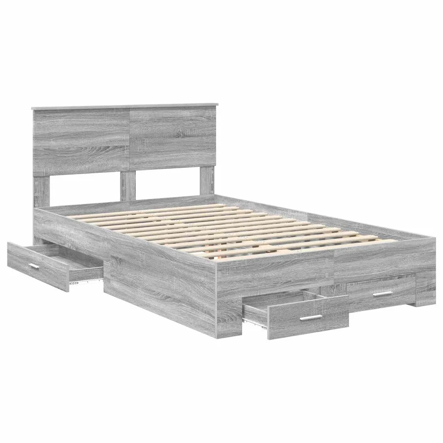 Cadre de lit Gris Sonoma 135 x 190 cm Bois d'ingénierie - 5