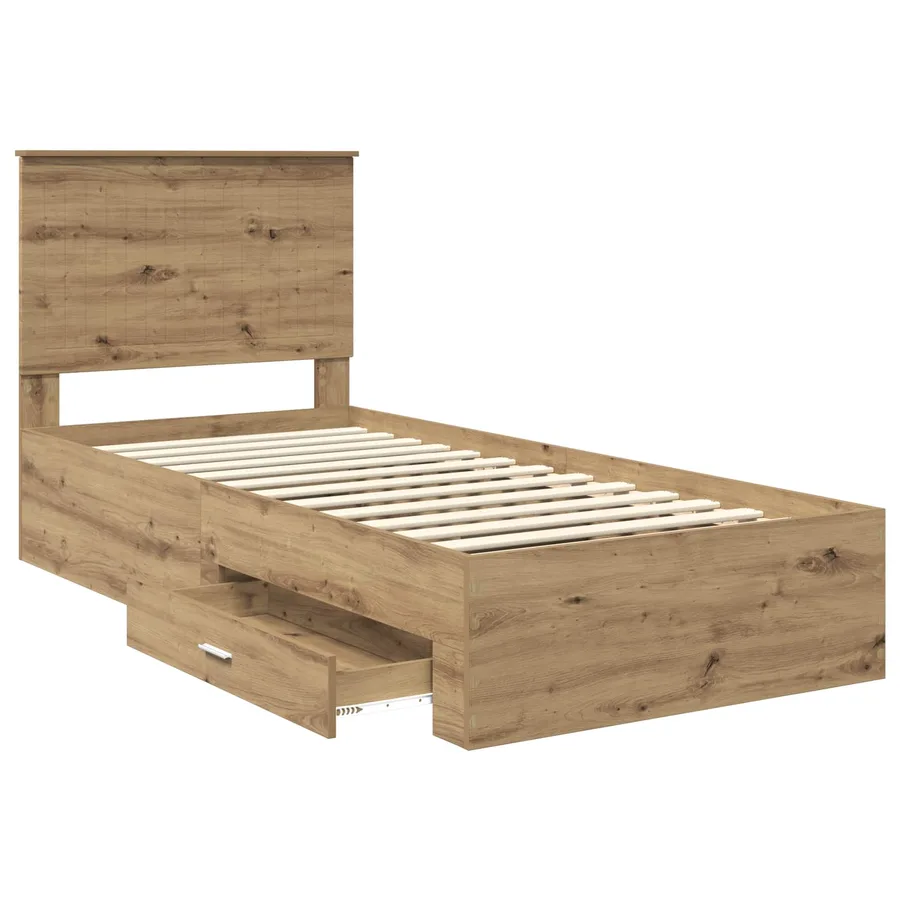 Cadre de lit Chêne artisanal 90 x 190 cm Bois d'ingénierie - 5