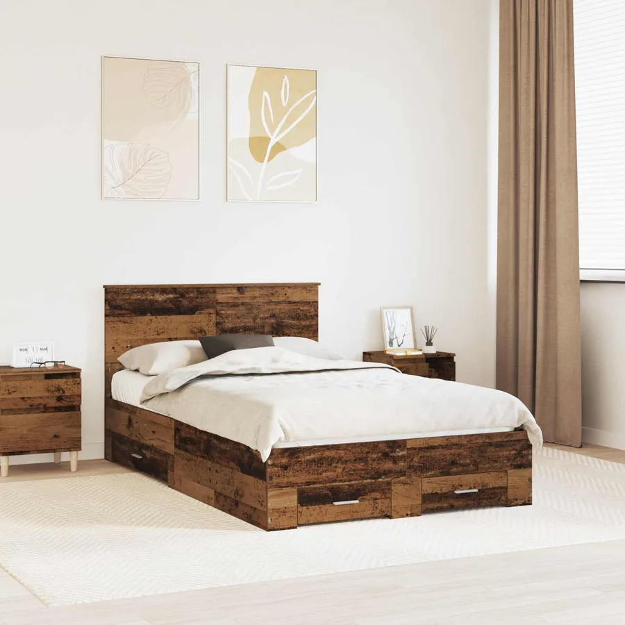 Cadre de lit Bois ancien 120 x 190 cm Bois d'ingénierie