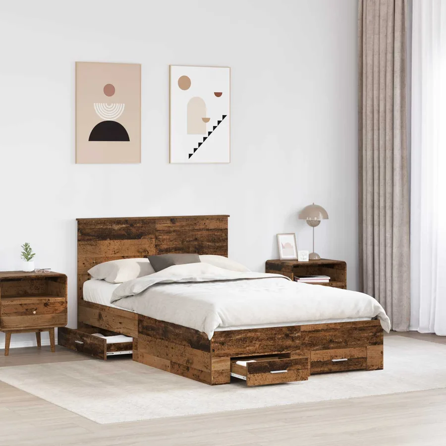 Cadre de lit Bois ancien 120 x 190 cm Bois d'ingénierie - 3