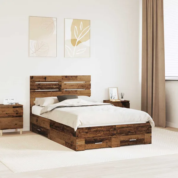 Cadre de lit Bois ancien 135 x 190 cm Bois d'ingénierie