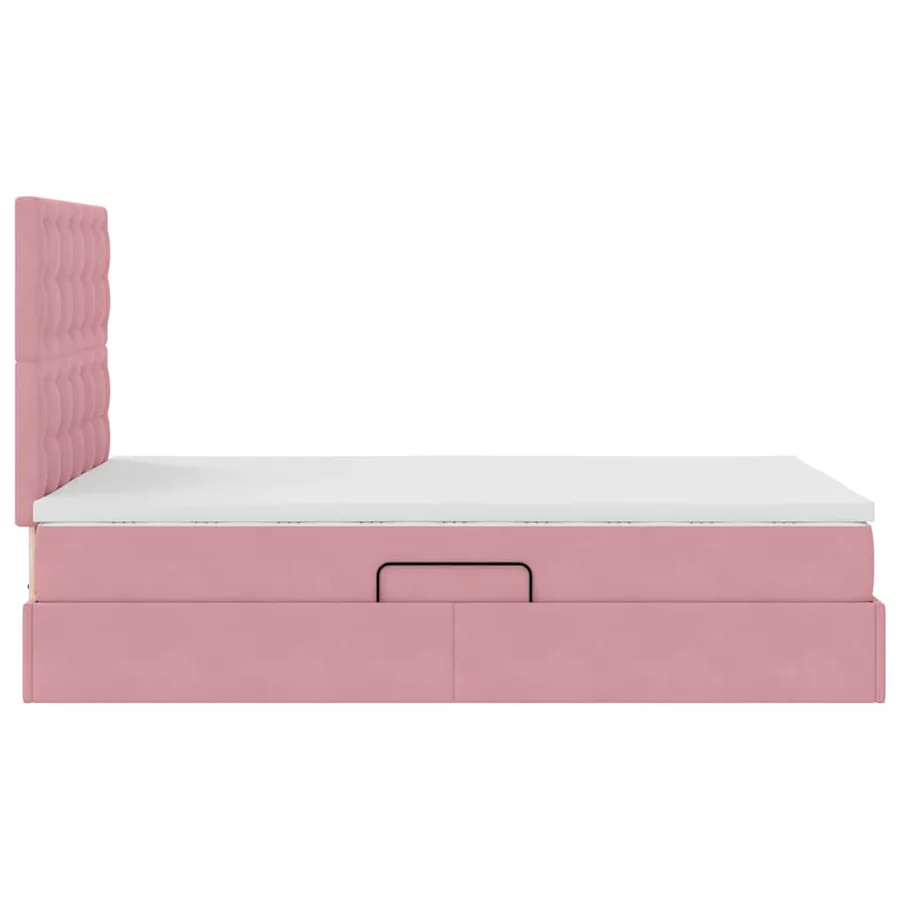 Lit avec rangement et matelas Rose 120 x 200 cm Velours - 10