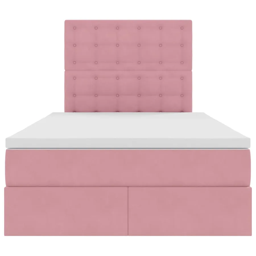 Lit avec rangement et matelas Rose 120 x 200 cm Velours - 7