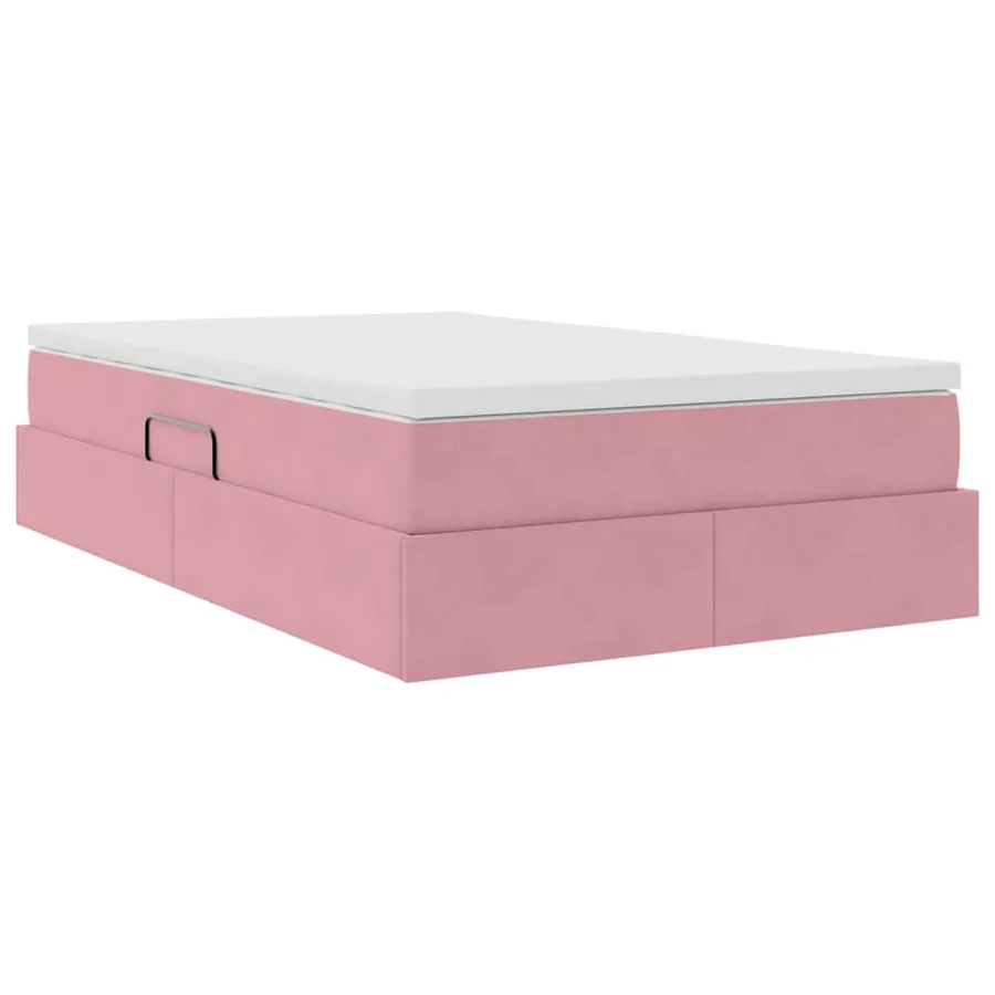 Lit avec rangement et matelas Rose 120 x 200 cm Velours - 10