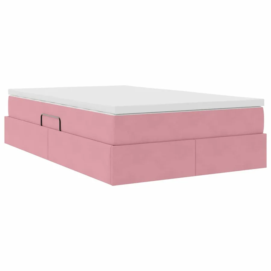 Lit avec rangement et matelas Rose 120 x 200 cm Velours - 5