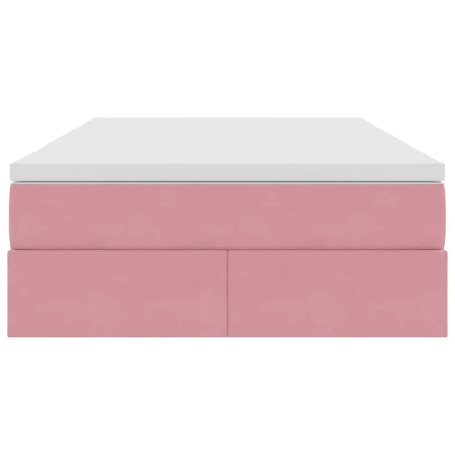 Lit avec rangement et matelas Rose 120 x 200 cm Velours - 7
