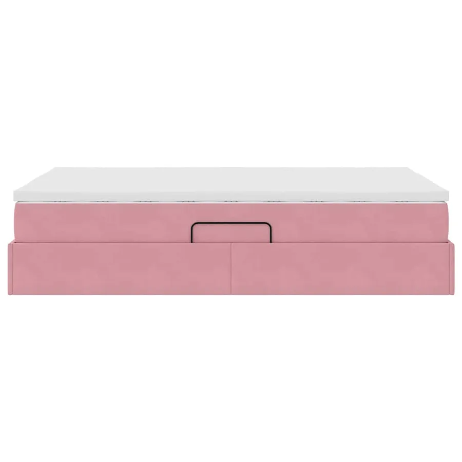 Lit avec rangement et matelas Rose 120 x 200 cm Velours - 9