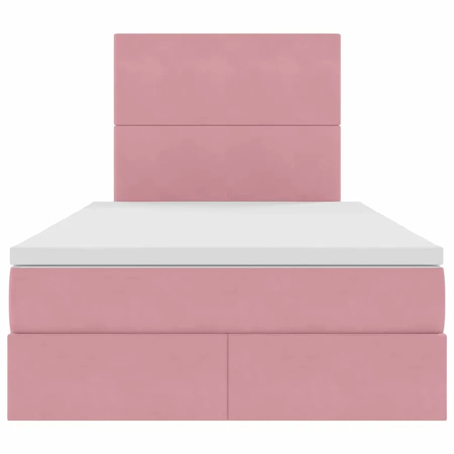 Lit avec rangement et matelas Rose 120 x 200 cm Velours - 7