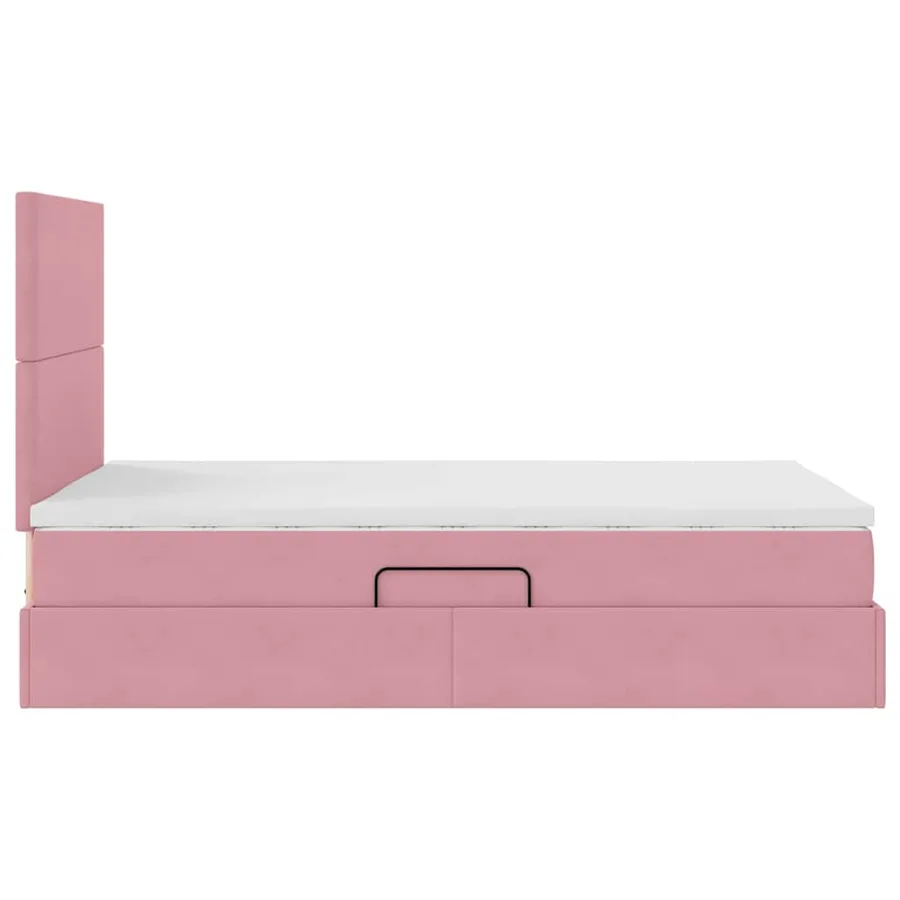 Lit avec rangement et matelas Rose 120 x 200 cm Velours - 8