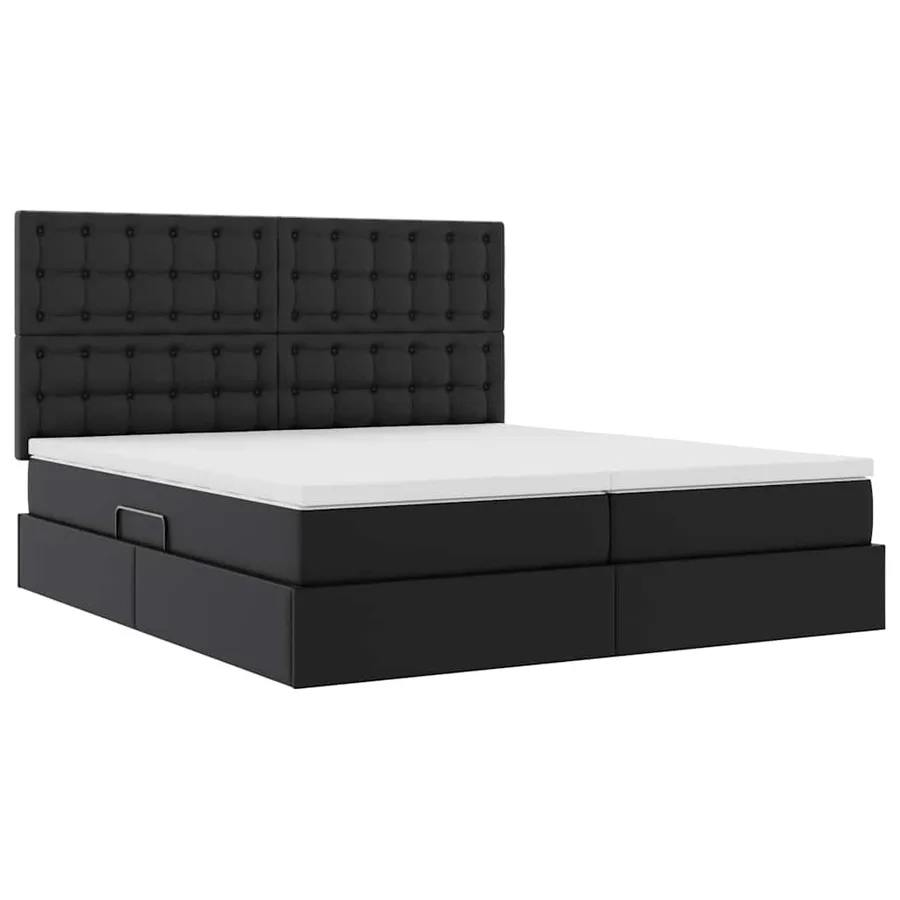Lit avec rangement et LED Noir 200 x 200 cm Simili cuir - 6