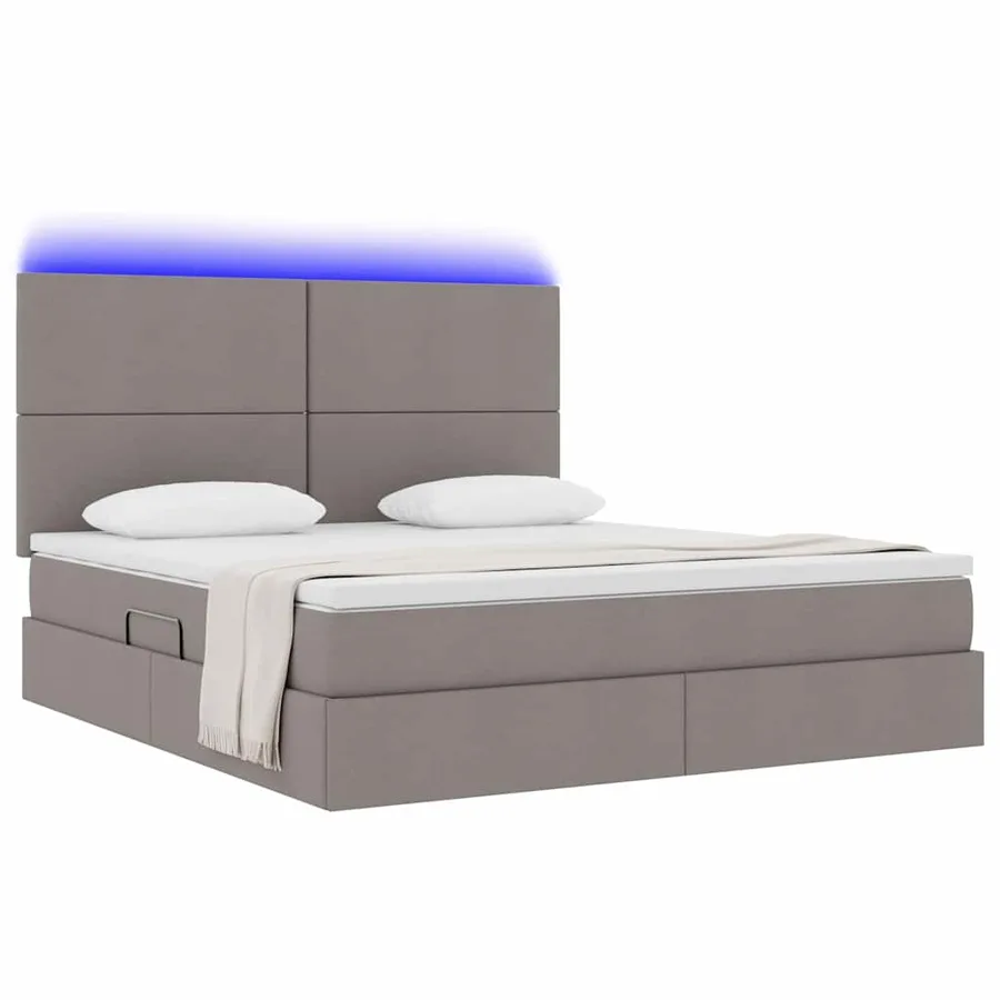 Lit de rangement LED avec matelas Taupe 160 x 200 cm Tissu - 3
