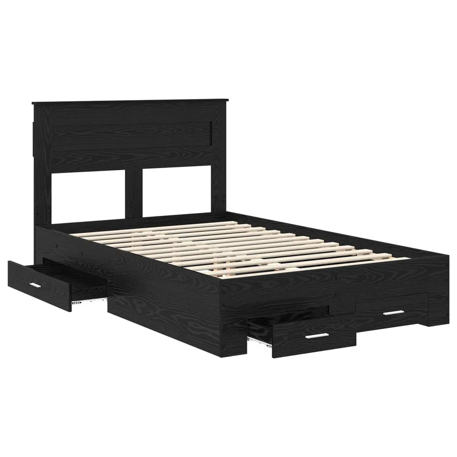 Cadre de lit Chêne noir 135 x 190 cm Bois d'ingénierie - 5