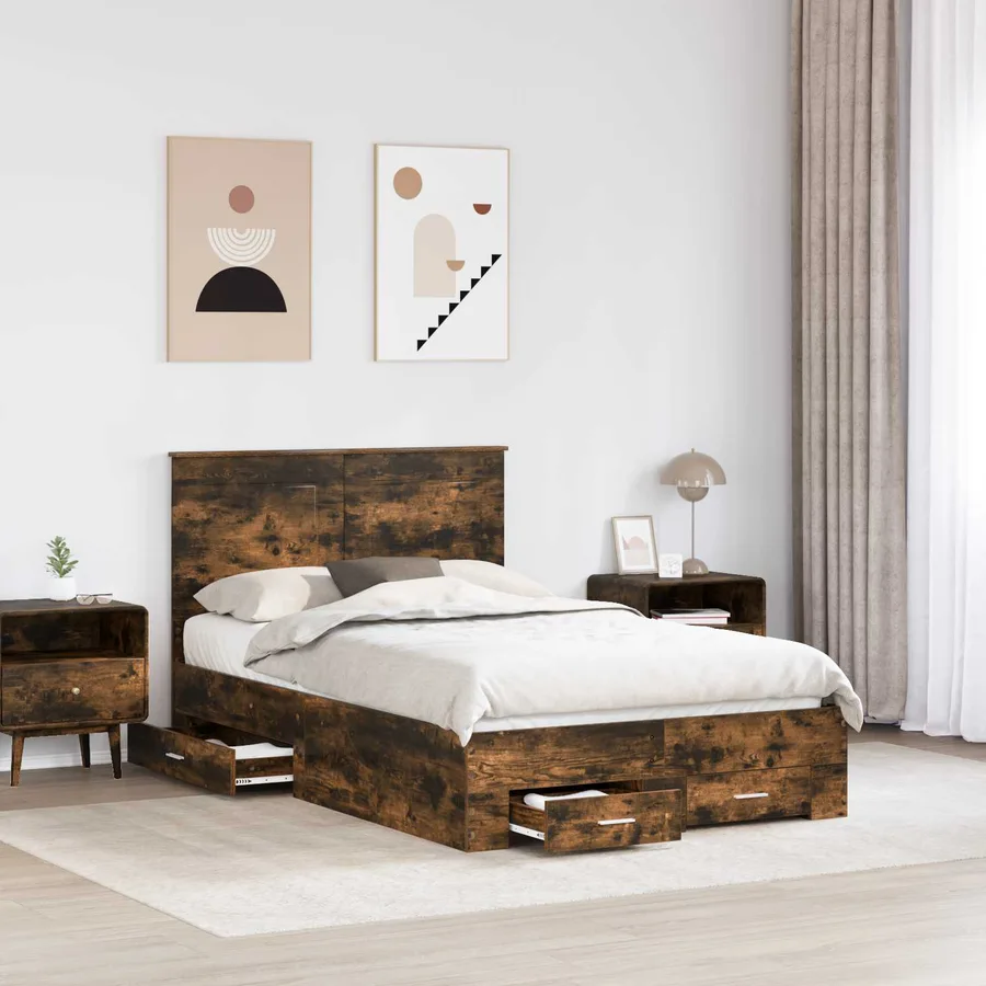 Cadre de lit Chêne fumé 120 x 190 cm Bois d'ingénierie - 3