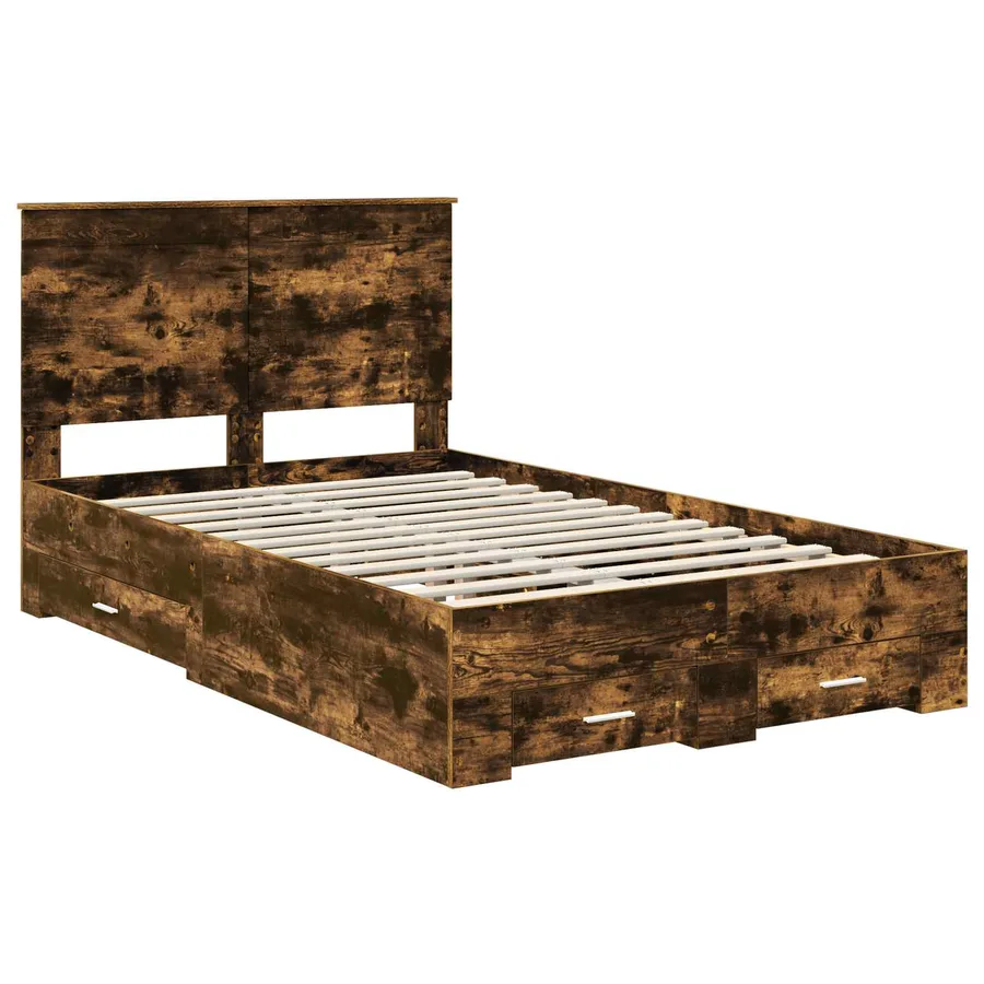 Cadre de lit Chêne fumé 120 x 190 cm Bois d'ingénierie - 4
