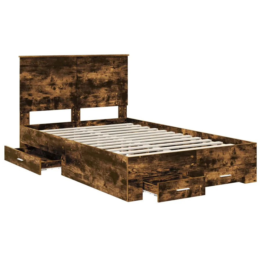 Cadre de lit Chêne fumé 120 x 190 cm Bois d'ingénierie - 5